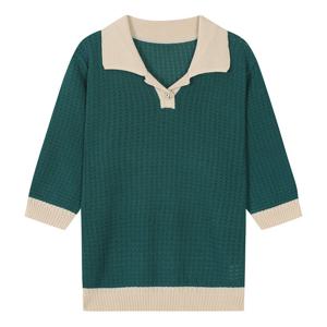 [베스띠벨리]배색 스키퍼 카라 니트 BJUCH2932 B