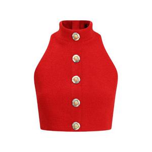 BALMAIN BouclA wool crop Top FF1AB496WD033AC