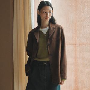 [쥬크]쓰리 버튼 박시핏 스웨이드 자켓_Z254PSF553