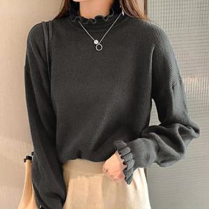 [올리비에스클로젯]프릴 하이넥 볼륨 소매 니트_O2512KN626D