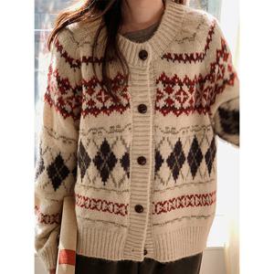 [예쎄](예쎄) 노르딕 아가일 패턴 니트 가디건(S5WCD014A)