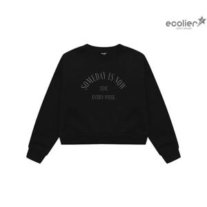 [에꼴리에]여자 겨울이월 레터링 크롭 기모 맨투맨티(23D0453)_C