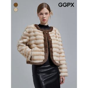 [GGPX]노카라 그라데이션 라인 비건 퍼 자켓 (GPAJK024F)