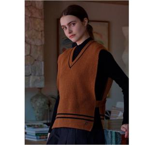 [엘르골프]여성 사이드 버튼 브이넥 니트 베스트 6K63101-199 블