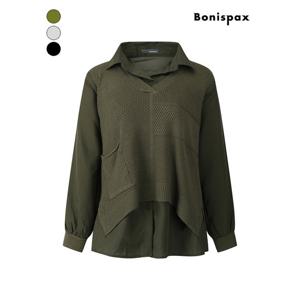 [보니스팍스]니트 레이어드 셔츠 블라우스 (XPBSH002M0)