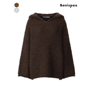 [보니스팍스]와플 V넥 루즈핏 후드 니트 (XPBKP020M0)
