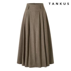 [탱커스]헤링본 플리츠 주름 플레어 롱 스커트 (TX4SK014L0)