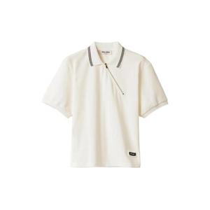 미우미우 골지 트리밍 지퍼 폴로 셔츠 MJNA03SOOO18ZW