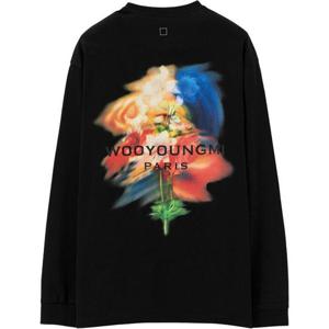 24FW 우영미 스웨잉 플라워 롱슬리브 남성 라운드넥 티셔츠 블랙 W243TS16713B