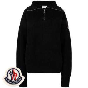 몽클레어 블랙 울 캐시미어 하프 집업 터틀넥 스웨터 9F00013 M1127 999