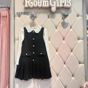 로엠걸즈 DP01 블랙 트위드  주름 원피스 RGOW2614P