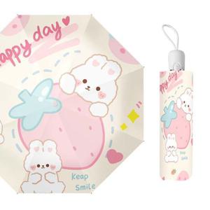 딸기 토끼 완전 자동 3단 양우산 접이식우산 판촉우산