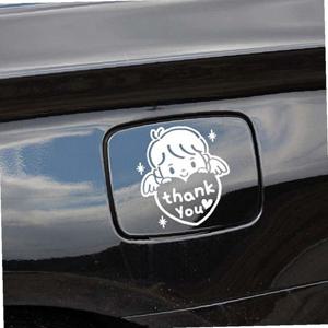 자동차 주유구스티커 꼬마하트남아 땡큐 화이트 차량