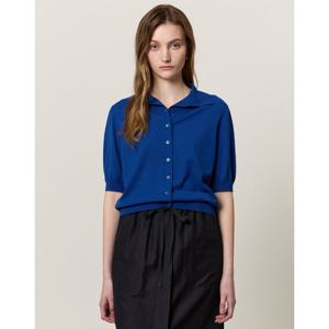 아떼 바네사브루노 25SS 블루 짜임 울혼방 반팔가디건 WVSW5B271B2