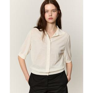 아떼 바네사브루노 25SS 아이보리 짜임 울혼방 반팔가디건 WVSW5B271IV