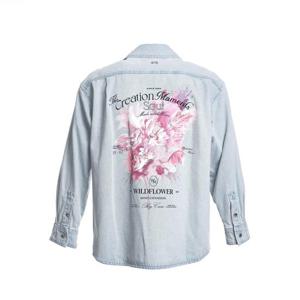 [우영미] 블루 플라워 백로고 데님 셔츠 W251SH16_982L_BLUE