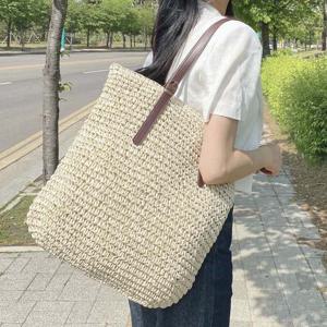 프리미엄 버클 여름 라탄 왕골 숄더 쇼퍼 백 가방