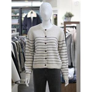 애드호크 세이브존03 애드호크 여성 스트라이프 배색 라운드 니트 가디건 AGBHAGD551A