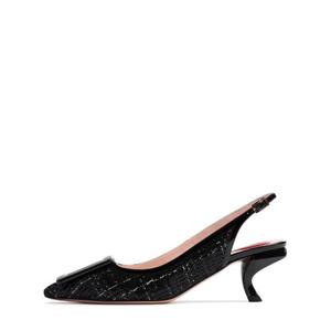 로저비비에 55mm Virgle 트위드 에나멜 슬링백 82I-I9S023