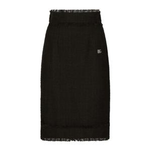 돌체앤가바나 DG 장식 트위드 미디 스커트 F4CTCTFMTAC