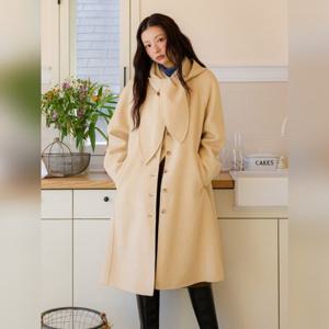 [올리브데올리브]후드 탈부착 소매 볼륨 롱코트 OE5WHA600