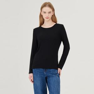 [베네통] 배색 라인 버튼 긴팔 티셔츠_BATS91541BK