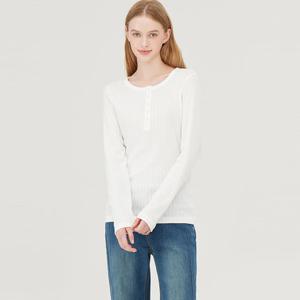 [베네통] 하프 버튼 펀칭 티셔츠_BATS08541WH