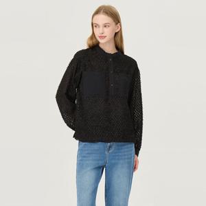 [베네통] 번아웃 우븐 블록 블라우스_BABL50561BK