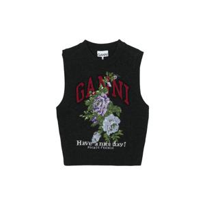 가니 여성 그래픽 울 믹스 플라워 베스트 팬텀 K2596-252