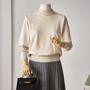 [커스텀에이블] 퓨어 진주 반목 니트_T2512KN199D