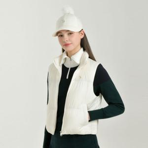 헤지스골프  아이보리 여성 셔링 경량 다운 베스트(HWJU5D712IV)