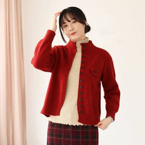 [웬디즈갤러리]섀른 버튼 하이넥 가디건 /포근 코디 데일리 TCD116