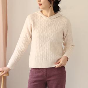 [웬디즈갤러리]테스 꽈배기 후드 니트 /포근 데일리 TKN141