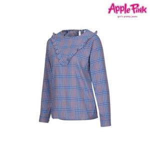 [애플핑크]V라인 프릴 체크 블라우스 (APK1O503GSP)