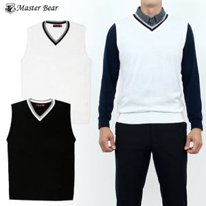 마스터베어 브이넥 카라포인트 스판 니트조끼 Model No_M2-0B019