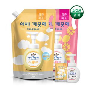 [특가]아이깨끗해 대용량 핸드워시 1.8L 리필x2개+250ml 공용기 1개 + 순 100ml 리필 x 1개