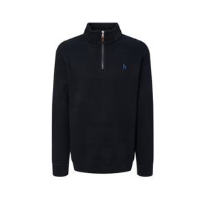 헤지스 남성 24FW 네이비 짜임 면 긴팔반집업티셔츠 WHTS4D433N2