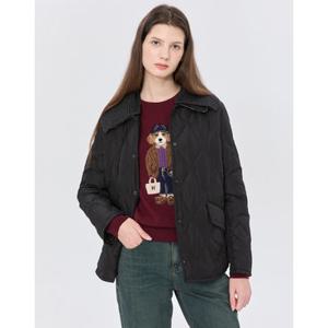 헤지스 여성 24FW 스테디셀러덕다운 블랙 다이아퀼팅 탈착 카라 숏 중량다운 점퍼 WSJU4D917BA