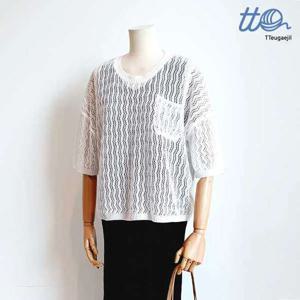 TT뜨개질 원포켓 펀칭니트 T22KRN57AX