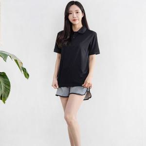 여성 웨어 커플 의류 시원한 쿨론 반팔 티셔츠 검정색