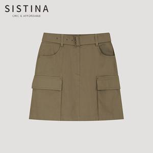 [SISTINA] 인기 벨티드 카고 미니 스커트_AWWSKO21010_KH