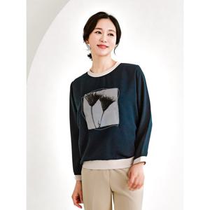 [마담엘레강스]앤플라워 프린트맨투맨 블라우스 K241BL20_틸그린