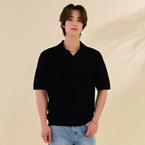 남성 쿨터치 오픈 카라넥 반팔 스웨터-DBRK5611D03