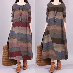 어텀 무드 패턴 롱 원피스 여름 치마 빅사이즈 롱원피스 루즈핏