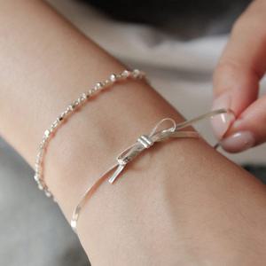 제이로렌 실키 리본 스네이크 체인 실버 팔찌 B01017