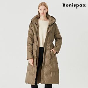 [보니스팍스]베이직 후드 벨티드 모던 집업 롱 프리미엄 점퍼(XO3JJ002L0)