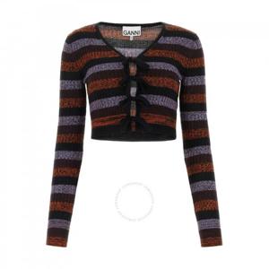 가니 여성용 멀티컬러 스트라이프 크롭 가디건, 사이즈 X-스몰 K2004-999