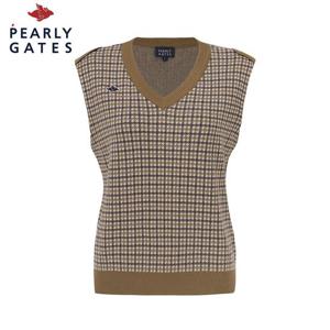 [파리게이츠] 여성 체크 자카드 브이넥 니트 베스트