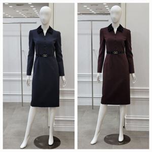 [미니멈]배색카라 벨티드 원피스 (MWDAWO1130A)_IC