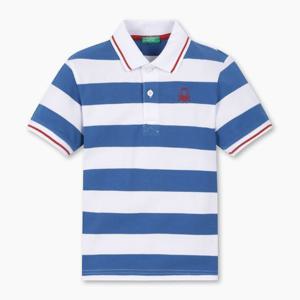 [베네통 키즈]베네통키즈 스트라이프 카라 반팔 티셔츠 3EJDC301B BL